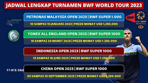 Jadwal Lengkap Turnamen Bwf World Tour 2023 Full Januari Desember