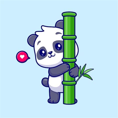 Cute Panda przytulić bambus kreskówka wektor ikona ilustracja