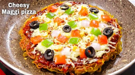 Maggi Pizza Recipe No Egg Without Oven Cheesy Noodles Youtube