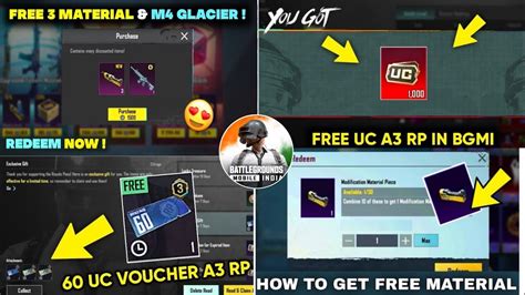 NEW TRICK GET FREE 60 UC VOUCHER IN A3 ROYAL PASS FREE MATERIAL