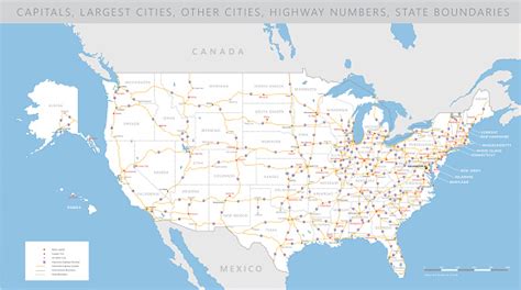 High Detailed Usa Road Map Vector Stock Illustration - Download Image ...