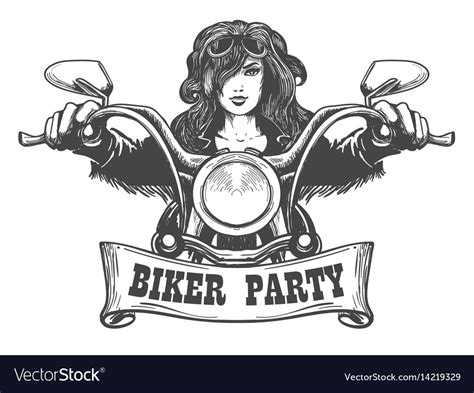 Biker party handdrawn Royalty Free Vector Image