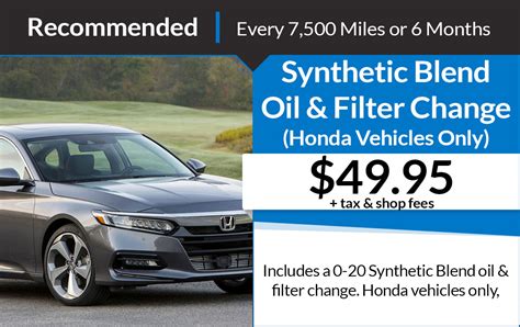 Honda Oil Change Printable Coupon