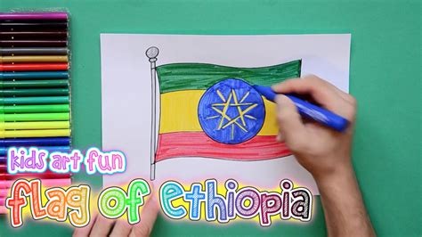 How to draw and color the National Flag of Ethiopia | Flag drawing