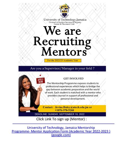 Application to Serve as Mentor at UTech, Jamaica, AY 2022-2023. Apply ...