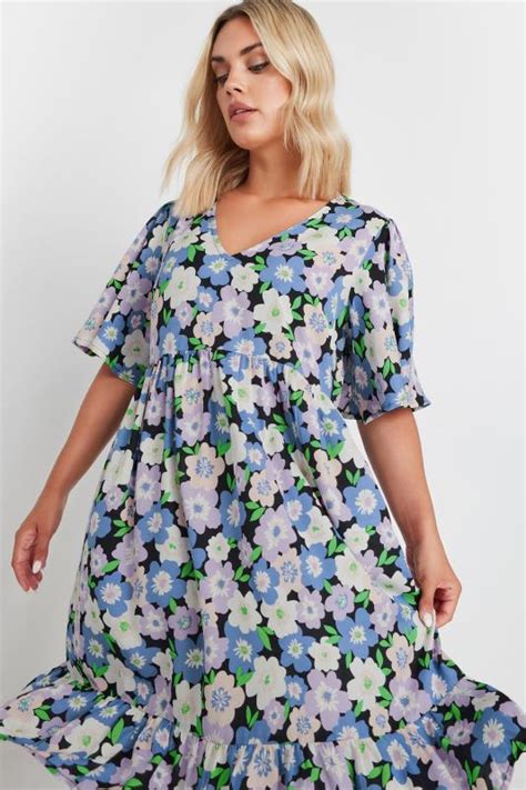 Yours Plus Size Purple Floral Print Smock Dress Yours Clothing