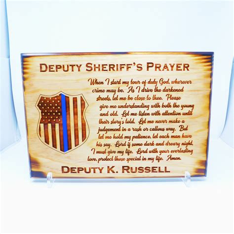 Deputy Sheriff T Personalized Prayer Prayer Plaque Etsy