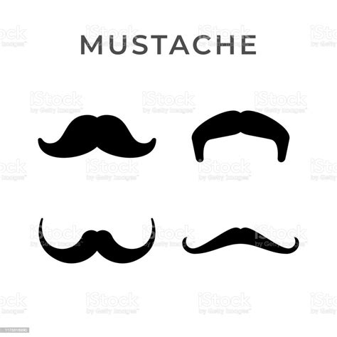 Set Icons Of Retro Mustache Stock Illustration Download Image Now Adult Artificial