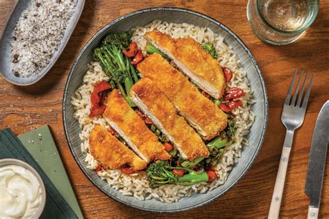 Asian Chicken Schnitzel And Brown Rice Recipe Hellofresh