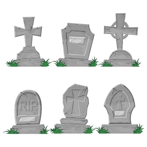 Premium Vector Set Of Vector Gravestones In Cartoon Style For