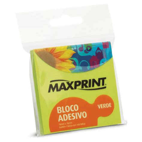 Bloco Adesivo Maxprint Neon Verde Folhas Papelaria Art Pel