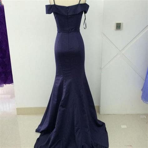 Formal Navy Off The Shoulder Sheath Prom Dress On Luulla