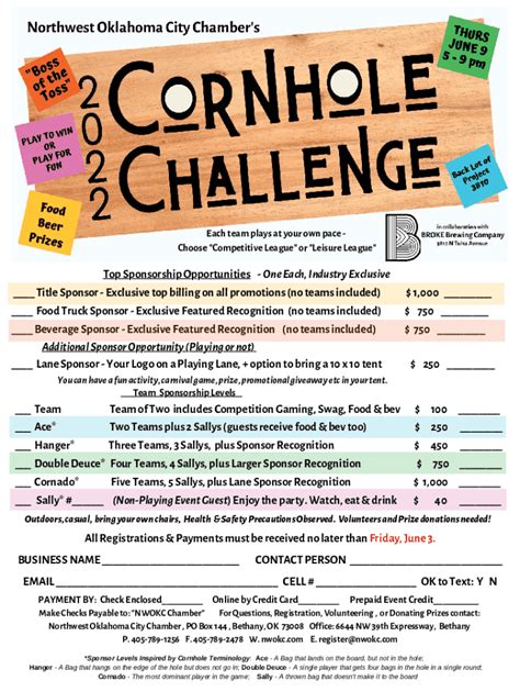 Fillable Online Cornhole Challenge Fax Email Print Pdffiller