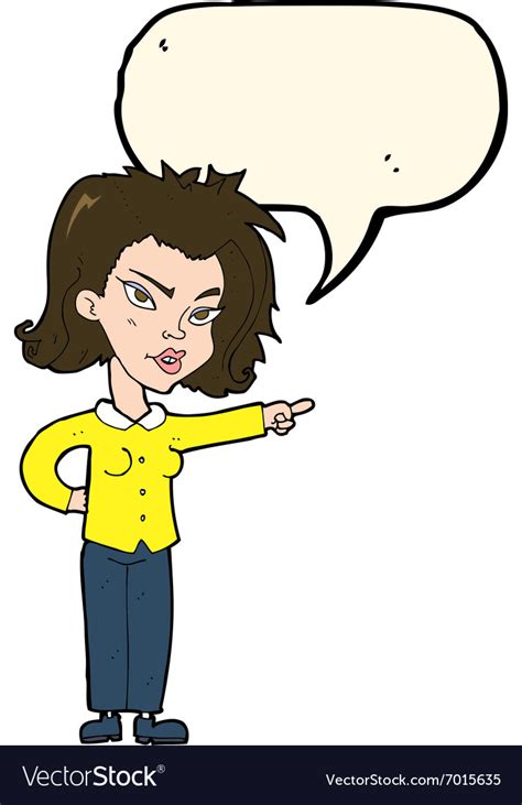 Cartoon Woman Pointing With Speech Bubble Vector Image