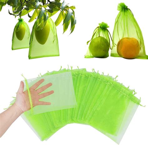 100 Pcs Fruit Protect Bags Fruit Cover Mesh Bag With Drawstring