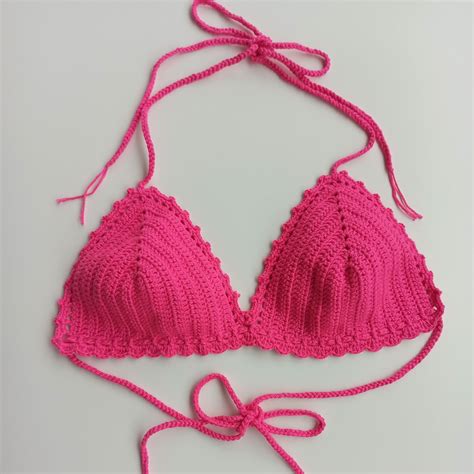 Handmade Neon Pink Crochet Bikini Top The Ultimate Beach And Festival Wear Etsy