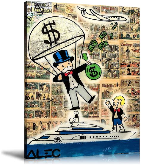 Alec Monopoly Printed Oil Paintings Home Wall Decor Art On Canvas Money