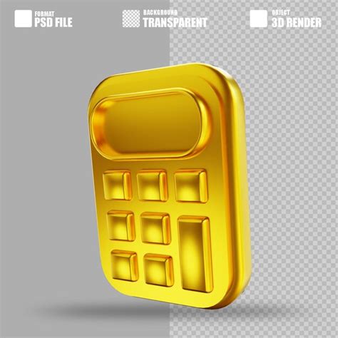 Premium Psd 3d Illustration Golden Calculator 3