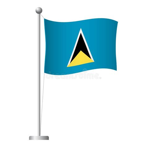 Saint Lucia Flag On Pole Icon Stock Illustration Illustration Of Flag