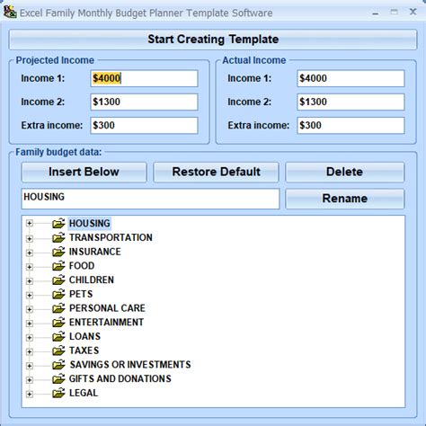 Excel Family Monthly Budget Planner Template Software