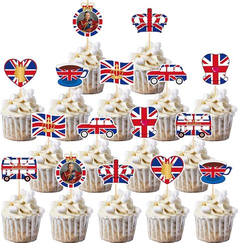 Pcs Union Jack Cake Toppers Royal King Charles Iii Union Jack