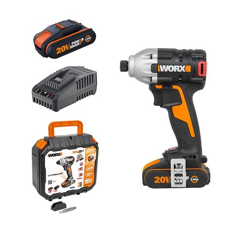 Worx WX261 20v Cordless Brushless Impact Driver With X2 2 0Ah Batteries