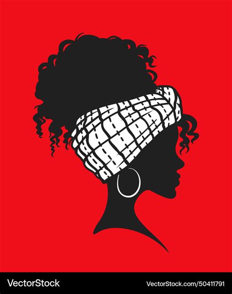 Beautiful african woman silhouette in traditional Vector Image