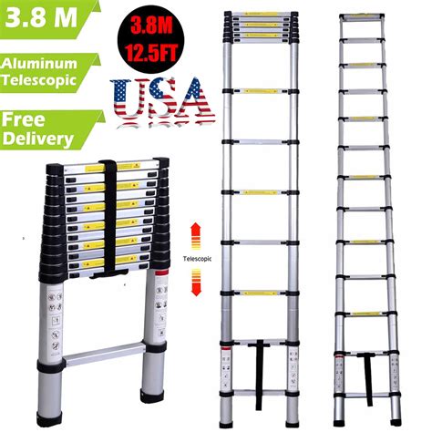 Ft Aluminum Telescopic Working Ladder Extendable Tool Retractable