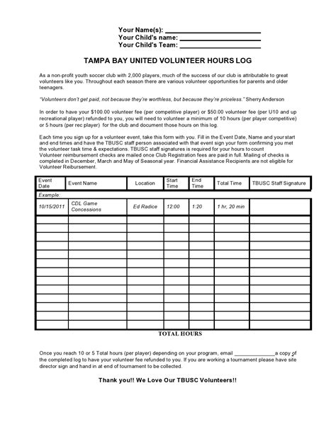 Volunteer Tracking Template