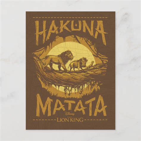 Lion King Hakuna Matata Woodcut Design Postcard Zazzle