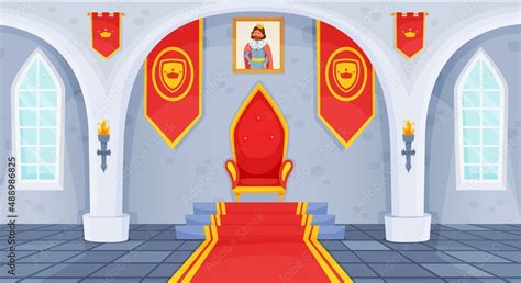 Castle Throne Room Royal Palace Interior Medieval Ballroom Cartoon