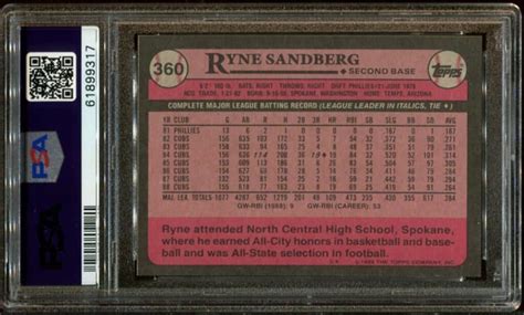 Topps Ryne Sandberg Psa Hof All Star Cards Inc