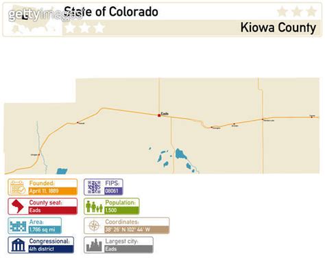 Detailed infographic and map of Kiowa County in Colorado USA 이미지