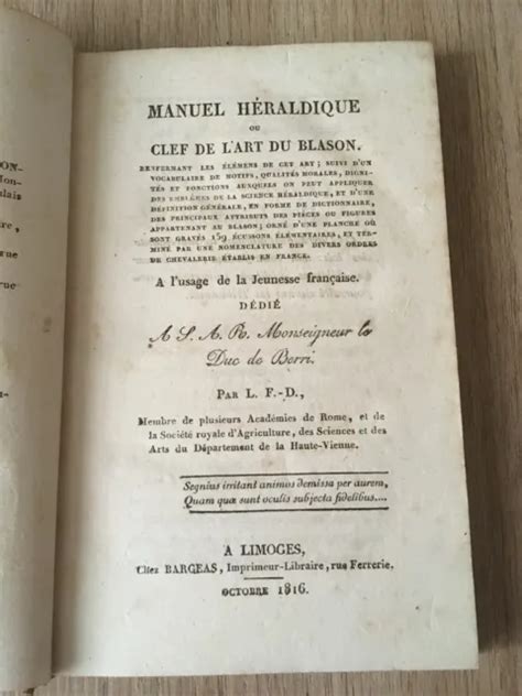 Foulques Delanos Manuel H Raldique Ou Clef De Lart Du Blason