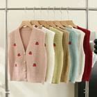 Lemongrass Cherry Embroidered Button Up Knit Vest In Colors Yesstyle