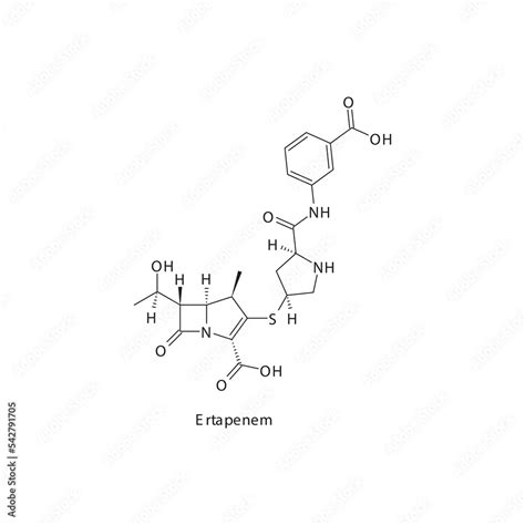 Ertapenem flat skeletal molecular structure Carbapenem drug used in ... 