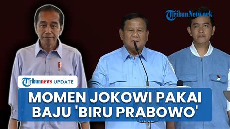 Wajah Baru Jokowi Kenakan Baju Biru Khas Prabowo Di Tengah Isu