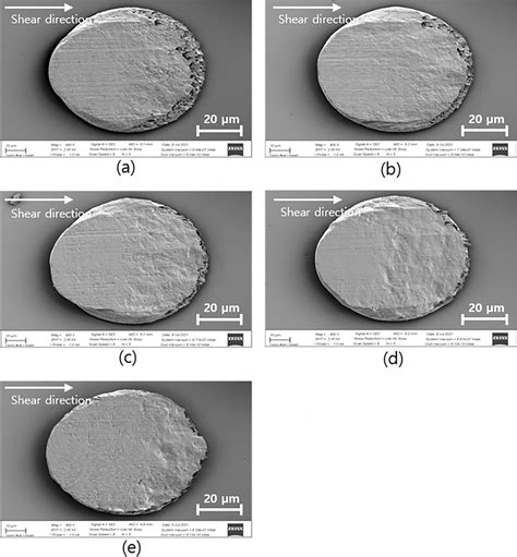 Sem Images Of Fracture Surfaces Of Solder Bumps At Different Shear