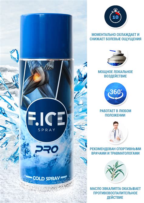 Спортивная заморозка охлаждающий спрей F.ICE SPRAY PRO (400 мл) при ...