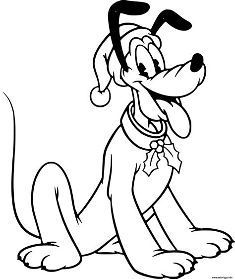 Coloriage Pluto Wearing Hat And Festive Collar Dessin Noel Disney