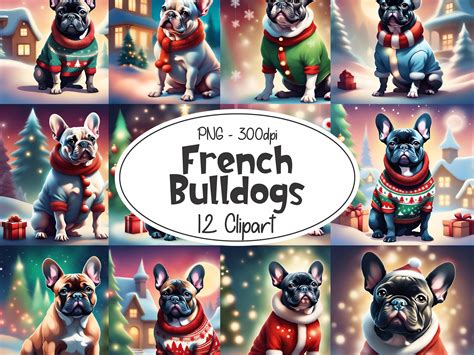 Festive French Bulldogs Backgrounds Graphic By Doll Tag Clothing