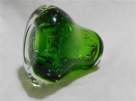 Vintage Lefton Art Glass Controlled Bubble Green Pear Shaped Etsy