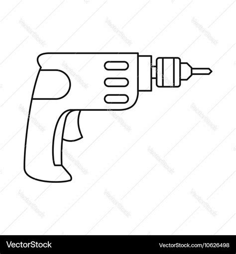 Drill Icon In Outline Style Royalty Free Vector Image