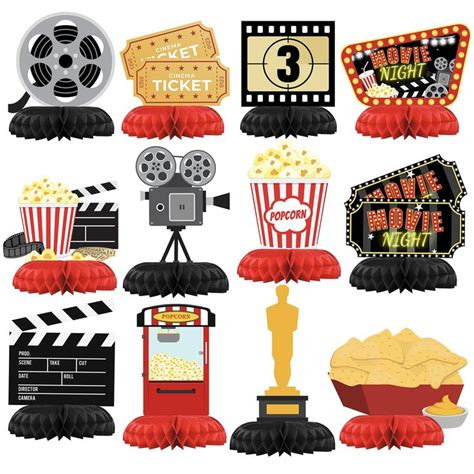 HaPiBiDesign Movie Night Party Decorations - Honeycomb Centerpieces for ...