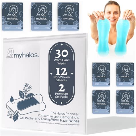 44 Pcs Perineal Ice Packs For Postpartum And 30 Witch Hazel Wipes For