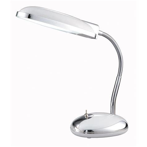 Normande Lighting 15 in. White Fluorescent Desk Lamp with Chrome Accent ...