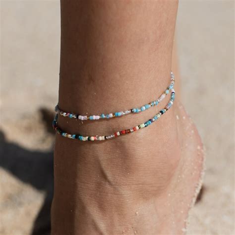 Bead Ankle Bracelet Etsy