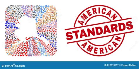 Sigillo Di Timbro Per Gli Standard Americani E Mosaico Di Stencil Per