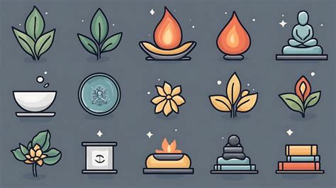 Handdrawn Icon Set For A Mindfulness App Featuring Calming Icons For