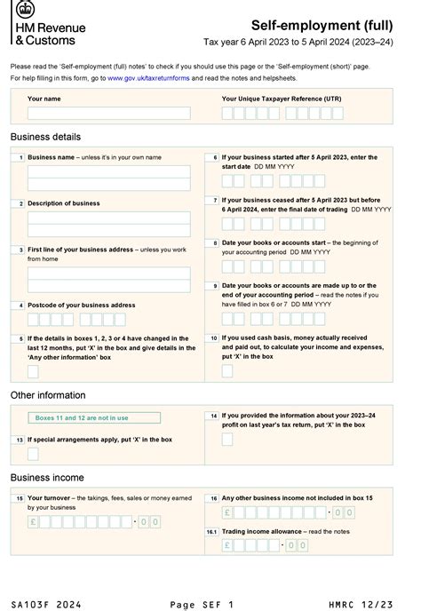 Self Assessment Forms And Help Sheet For Landlords